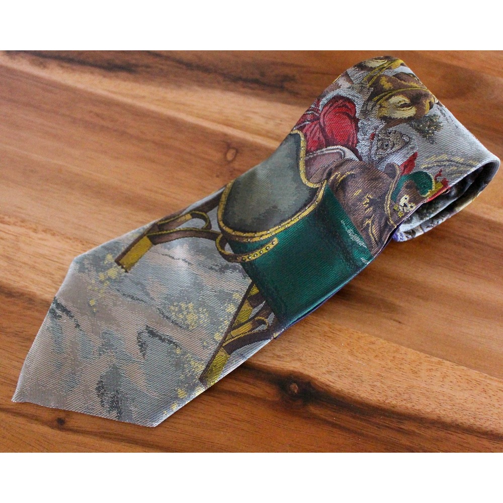 Rinaldo Carelli Silk Neck Tie Santa Christmas Sleigh Reindeer Made in UK 58"